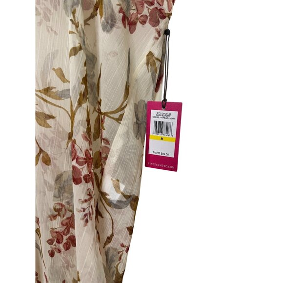 NWT Vince Camuto Medium Floral Sheer Coverup Dress With Tie Sleeves & V-Neck - Picture 2 of 6